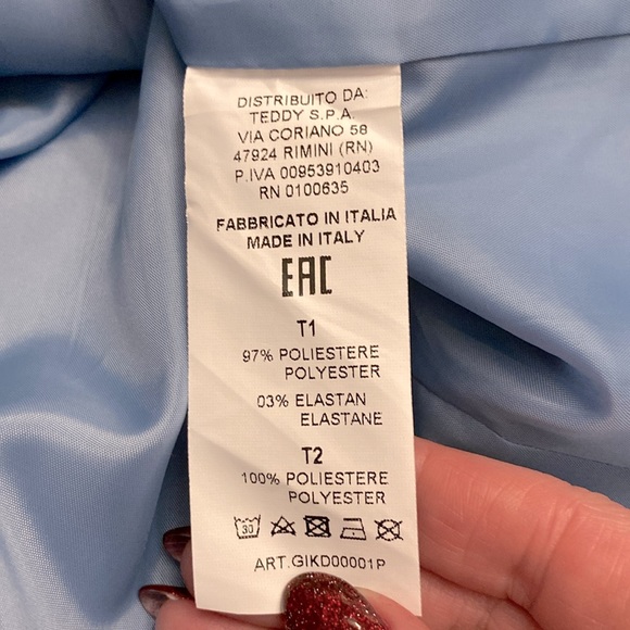 Calliope women’s light blue blazer jacket lined with shoulder pads two pockets - Picture 8 of 11